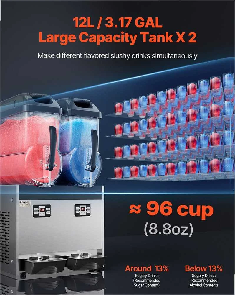 VEVOR 12Lx2 talpos komercinė gėrimų šaldymo mašina