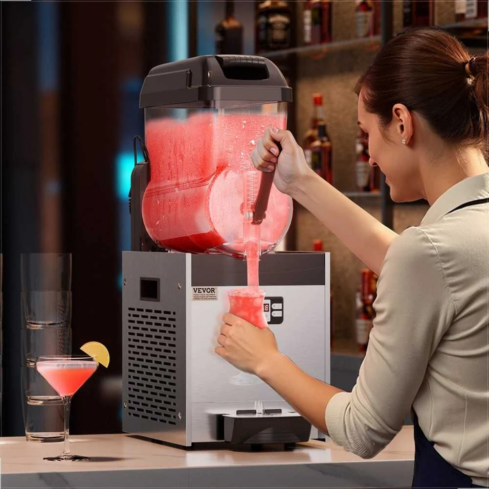 Komercinis šerbeto aparatas, 12L vienos talpos šaldytų gėrimų gaminimo aparatas namų vakarėliams restoranams kavinėms barams, nerūdijančio plieno margaritos kokteilių gaminimo įrenginys