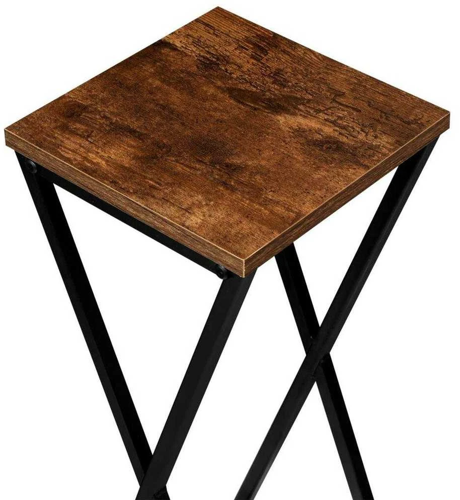 Konel Rustic metalinis gėlių stovas su mediniu viršumi, 62 cm