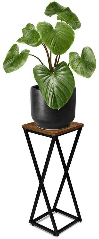 Konel Rustic metalinis gėlių stovas su mediniu viršumi, 62 cm