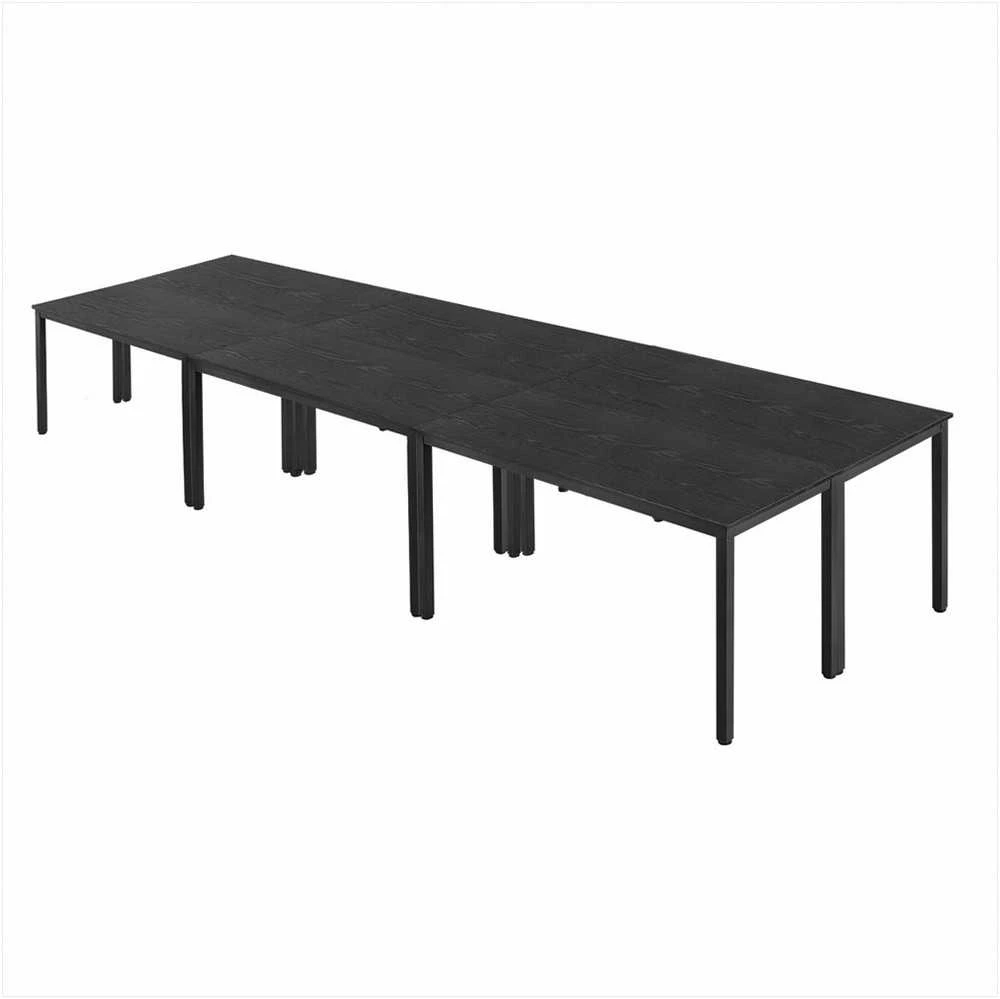 Konferencinių stalų rinkinys iš 6 dalių, 1400 mm biuro susitikimų stalas 16 asmenų, lanksčiai derinamas stalas, modernus stačiakampis susitikimų stalas su metalinėmis kojomis, lengvas surinkimas, darbo stalas