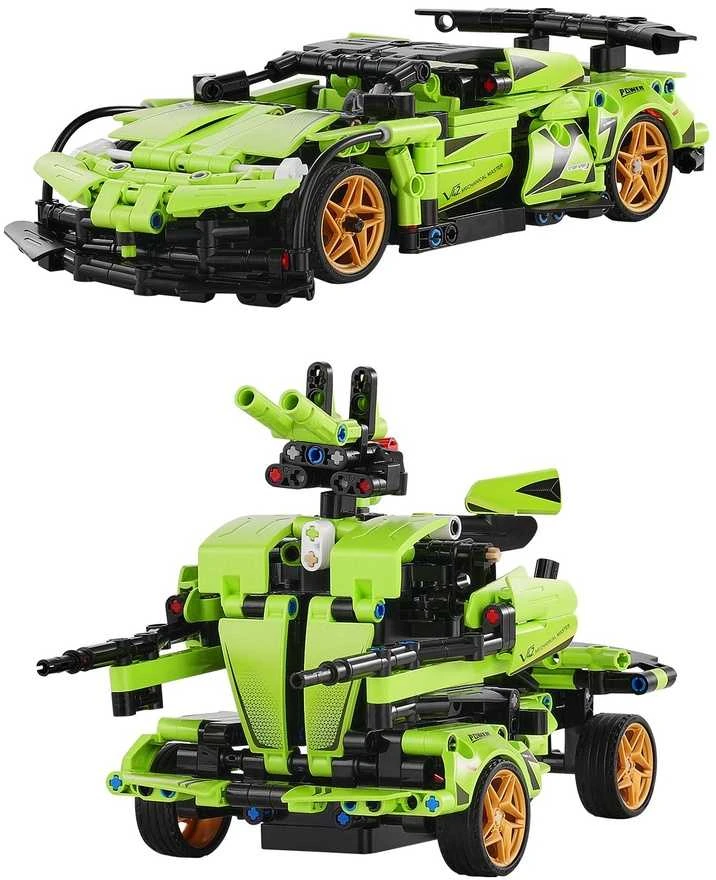 Konstruktorius vaikams: 2in1 robotas-automobilis valdomas pulteliu/programėle, edukacinis rinkinys, RC robotas, mašina