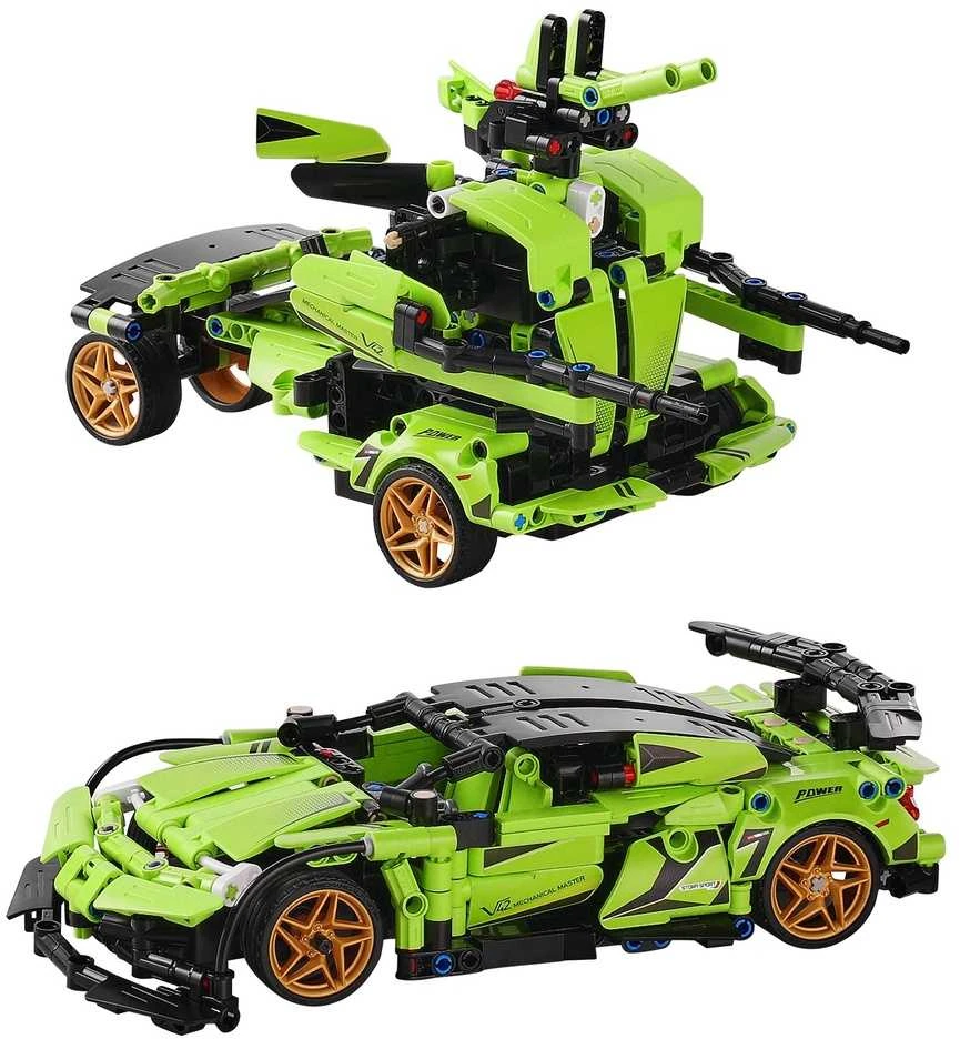 Konstruktorius vaikams: 2in1 robotas-automobilis valdomas pulteliu/programėle, edukacinis rinkinys, RC robotas, mašina