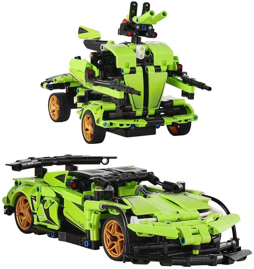 Konstruktorius vaikams: 2in1 robotas-automobilis valdomas pulteliu/programėle, edukacinis rinkinys, RC robotas, mašina