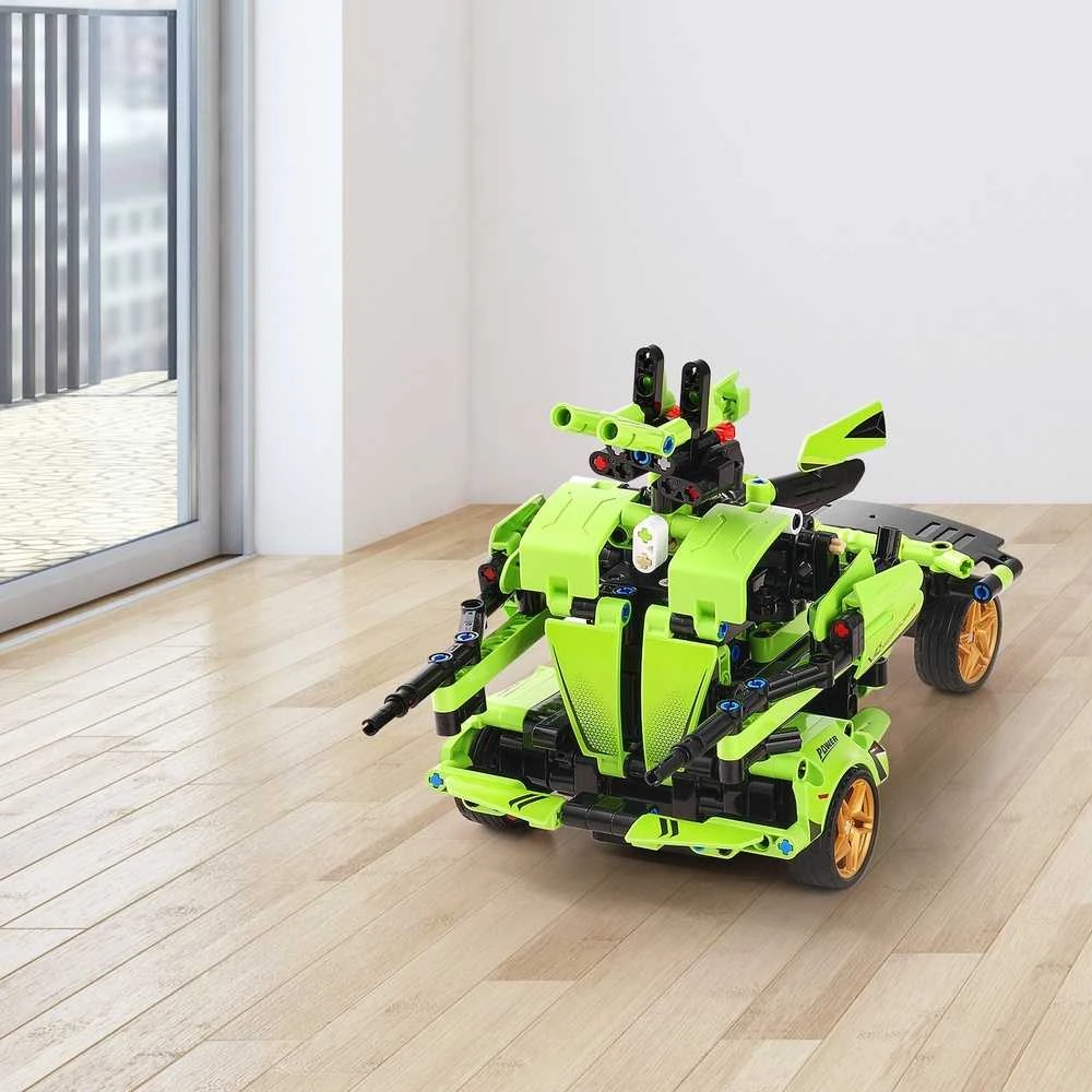 Konstruktorius vaikams: 2in1 robotas-automobilis valdomas pulteliu/programėle, edukacinis rinkinys, RC robotas, mašina