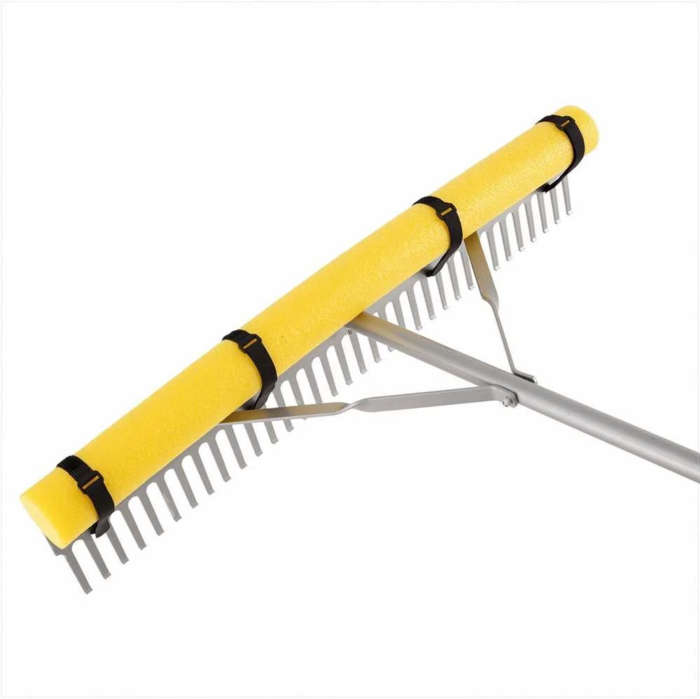 Kraštovaizdžio grėblys su 914 mm galvute ir 2590 mm rankena, tvirtas aliuminio įrankis vejai, tvenkiniui ir paplūdimio valymui, 15.8 m virvė, lapų ir šiukšlių grėblys, vandens augalų pjoviklis