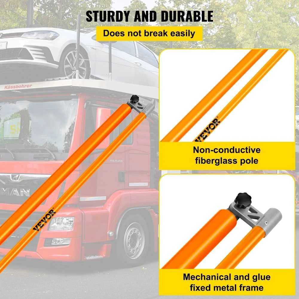 Krovinio aukščio matuoklis sunkvežimiams, 6.09 metro, tvirtas stiklo pluoštas, reguliuojamas kotas, nelaidus sunkvežimio aukščio matuoklis, automobilių pervežėjo aukščio matuoklis