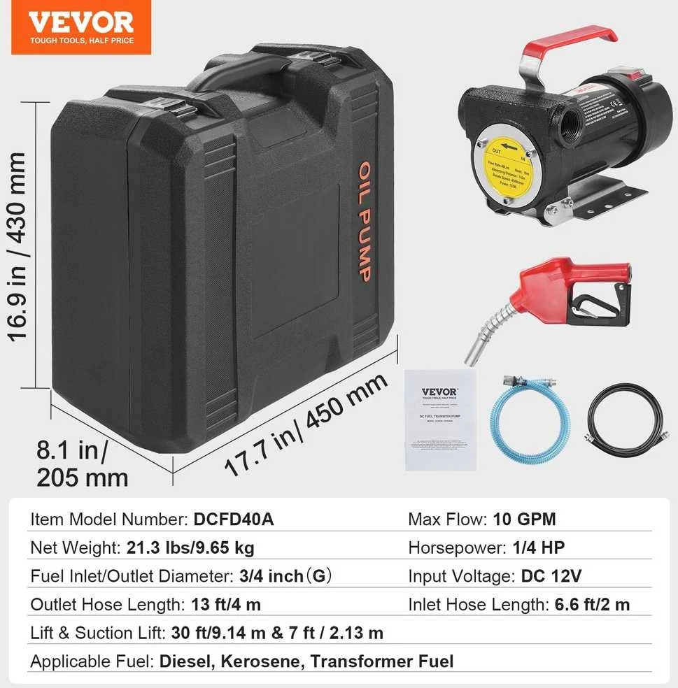 VEVOR 12V dyzelinė degalų perkėlimo pompa su automatinio kuro antgaliu