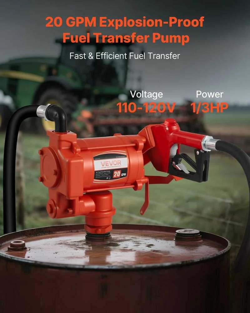 Kuro Perdavimo Siurblys 230V, 76 L/min, Elektrinis Alyvos Siurblys, Automatinis Išjungimas, Didelio Srauto Dyzelino Kuro Rinkinys, Benzinas, Žibalas, Biodyzelinas