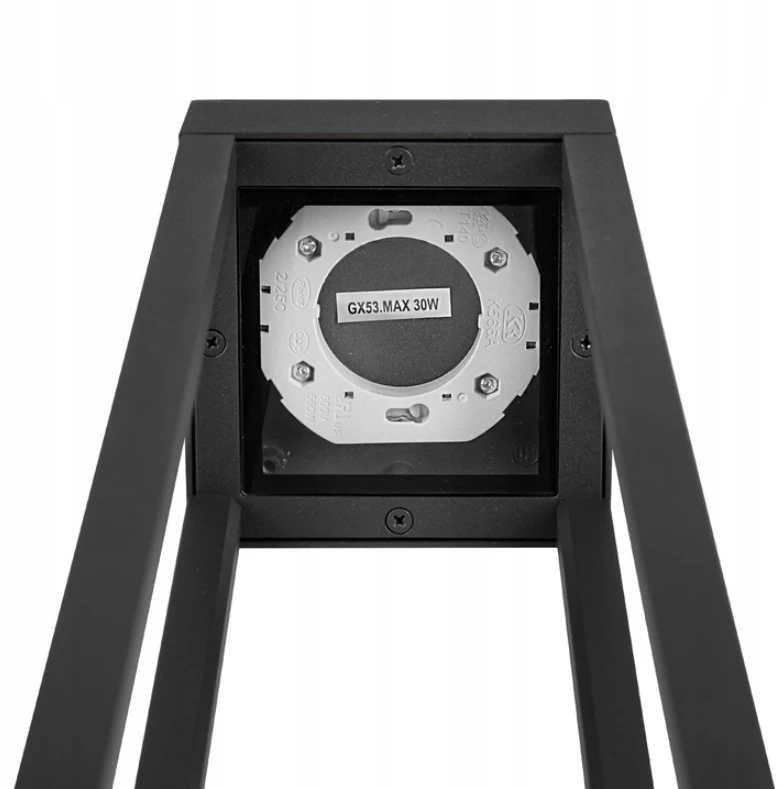 Kvadratinis apšvietimo stulpas LVT GX53, 60 cm, juodas