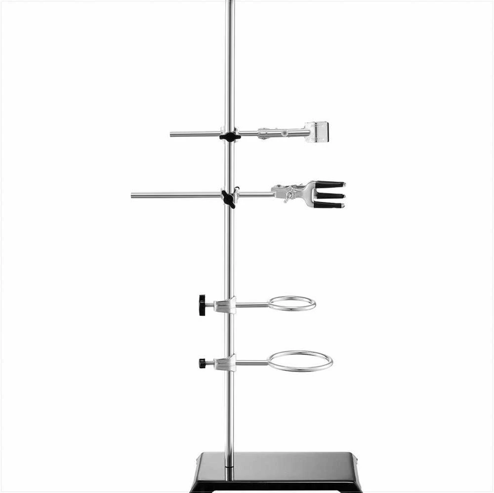 Laboratorinis retortos stovas filtravimui kaitinimui titravimui, nerūdijančio plieno ir ketaus reguliuojami gnybtai, dvigubas laboratorinio stovo rinkinys, laboratorinis laikiklis