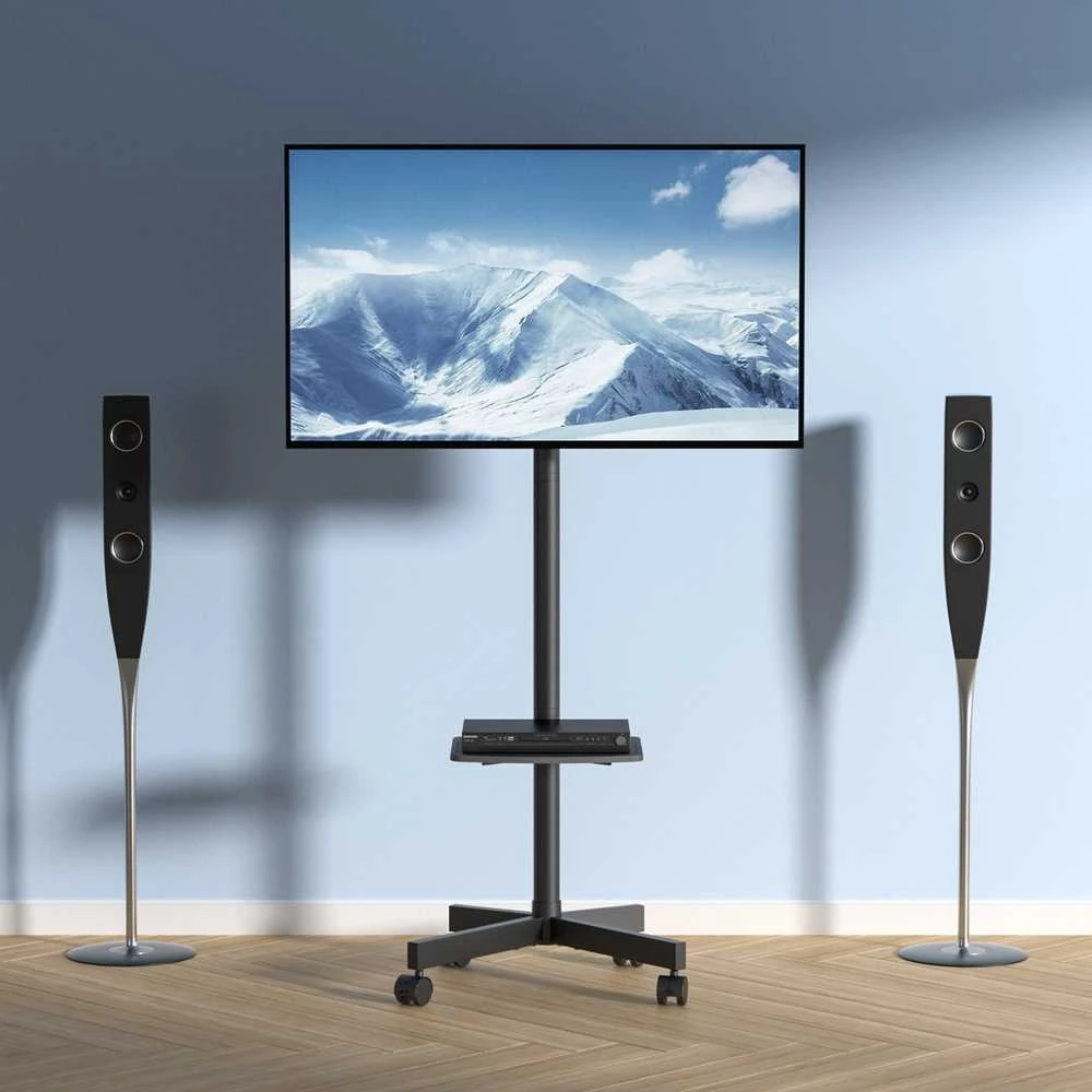 Laikiklis Mobilus TV stovas 23-60" televizoriams, reguliuojamas aukštis, su ratukais, kilnojamas, TV vežimėlis, stovas su laikikliu