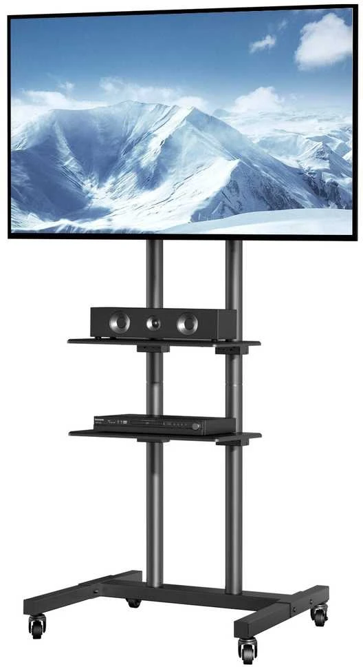 Laikiklis Mobilus TV stovas, reguliuojamas aukštis, ratukai, VESA suderinamumas