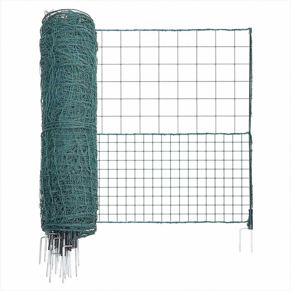 Laikina tvora su stulpais, 1.05 x 50m plastikinis tinklas šunims vištoms augalams, sodo apsauginis tinklas, lauko kiemo barjeras, laikinas naminių gyvūnų aptvaras, pasėlių apsaugos tvora