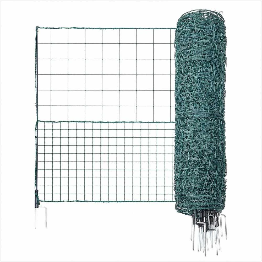 Laikina tvora su stulpais, 1.05 x 50m plastikinis tinklas šunims vištoms augalams, sodo apsauginis tinklas, lauko kiemo barjeras, laikinas naminių gyvūnų aptvaras, pasėlių apsaugos tvora