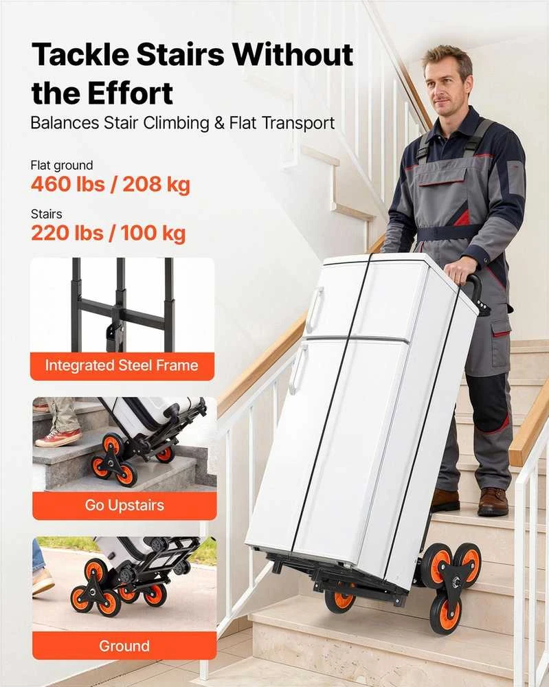 VEVOR Laiptais lipanti vežimėlė, 100 kg talpos