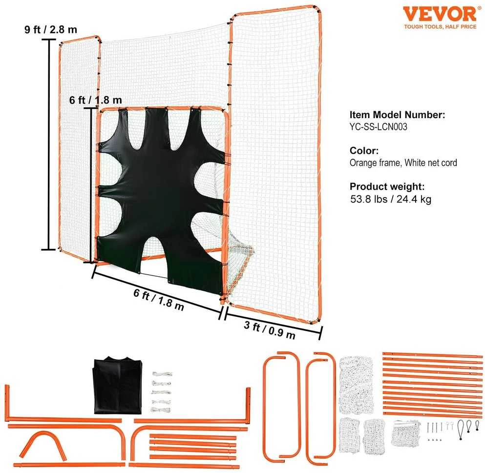 VEVOR 3-in-1 lakroso vartai su atšokliuka ir taikiniu