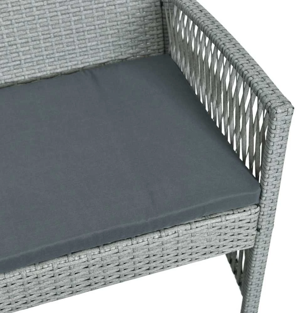 Lauko baldų komplektas Sintetinio ratano sodo baldų komplektas, pilkas, sofa, 2 foteliai ir stalas, lauko terasa, balkono komplektas, poilsio zona