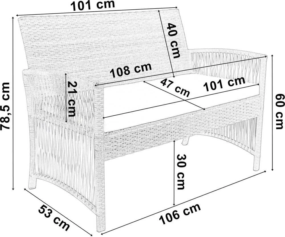 Lauko baldų komplektas Sintetinio ratano sodo baldų komplektas, pilkas, sofa, 2 foteliai ir stalas, lauko terasa, balkono komplektas, poilsio zona