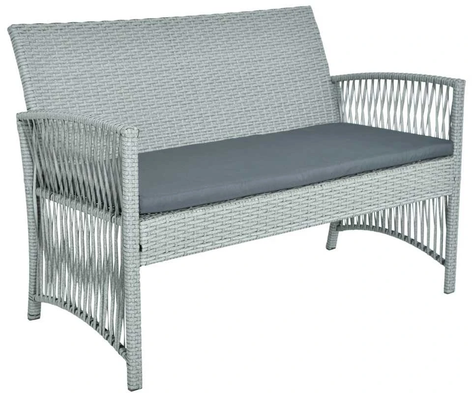 Lauko baldų komplektas Sintetinio ratano sodo baldų komplektas, pilkas, sofa, 2 foteliai ir stalas, lauko terasa, balkono komplektas, poilsio zona
