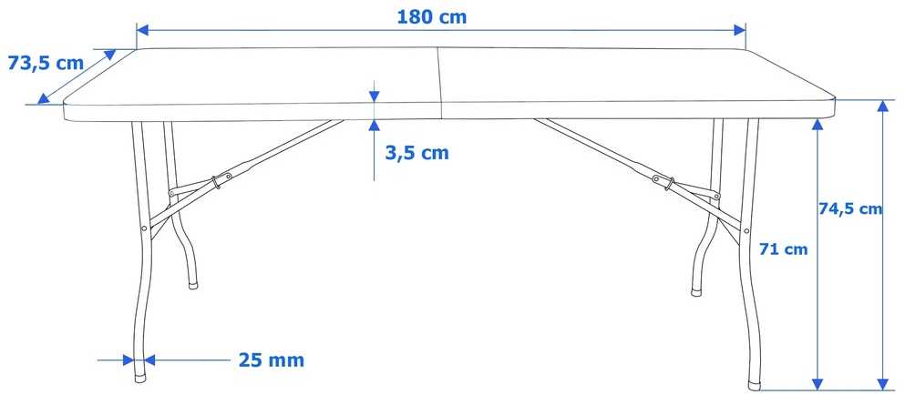 Lauko baldų komplektas Sulankstomas banketinis stalas 180 cm, 6 kėdės, furšetų, pobūvių, renginių komplektas
