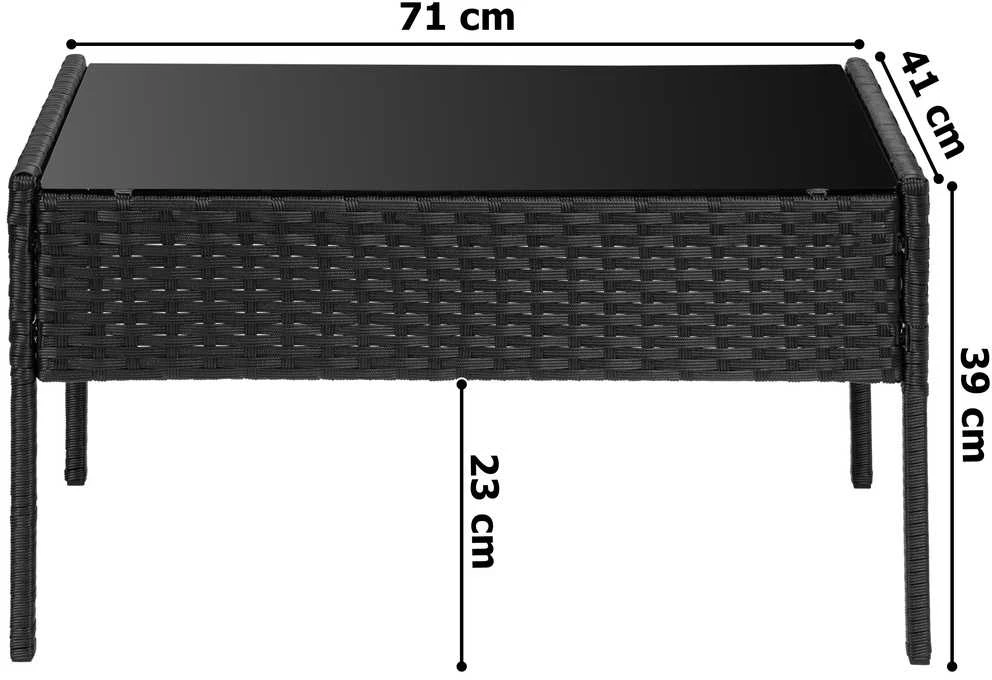 Lauko baldų komplektas Technoratano sodo baldų komplektas, juodas ir smėlio, su pagalvėlėmis, dviguba sofa, foteliai ir stalas, lauko valgomojo komplektas, terasos baldai