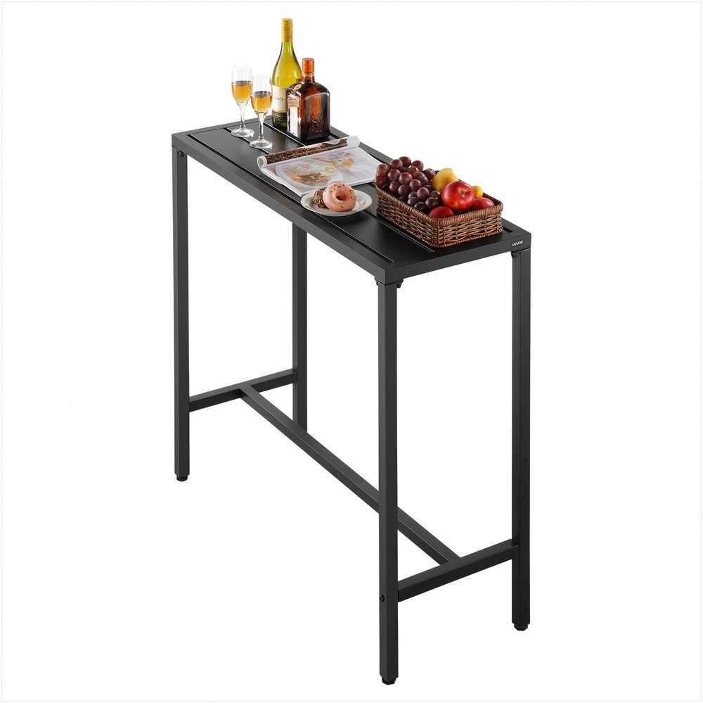 Lauko baro stalas, 100 x 37.5 cm, terasai ir vidaus naudojimui, vandeniui atsparus viršus ir tvirtas metalinis rėmas, terasos baro stalas, baro aukščio valgomasis stalas, stačiakampis baro stalas, lauko baldai