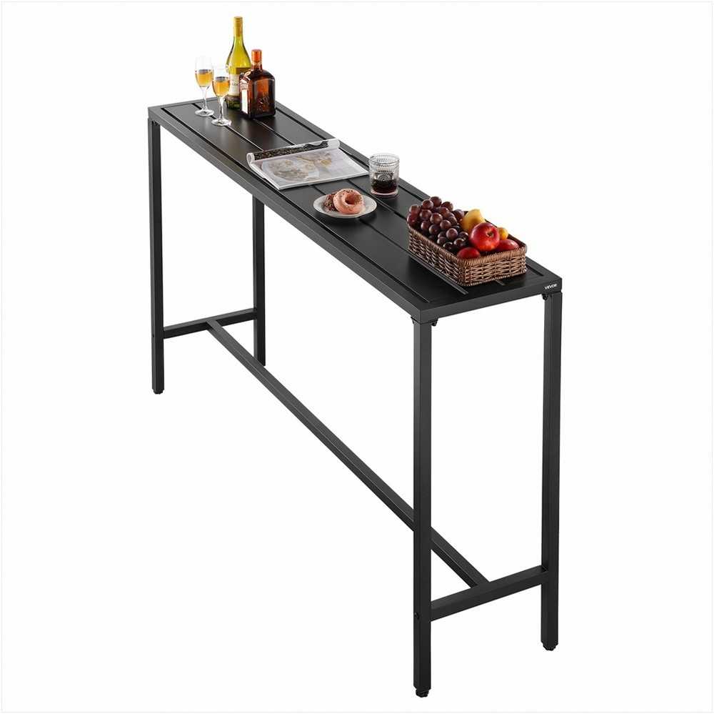Lauko baro stalas, vandeniui atsparus stalviršis ir tvirtas metalinis rėmas, 160 x 37.5 cm, balkonui, kiemui, zonai prie baseino, terasos baro stalas, aukštas valgomojo stalas