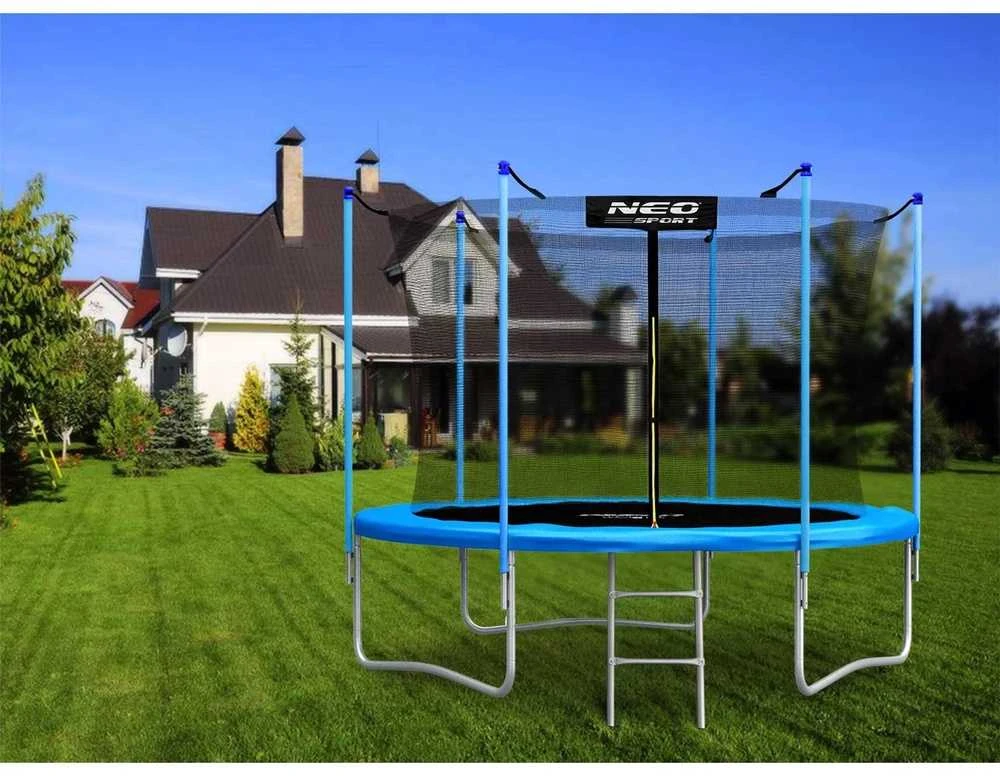 Lauko batutas 252 cm su apsauginiu tinklu ir kopėtėlėmis, apvalus batutas, batutas kieme, vaikiškas batutas