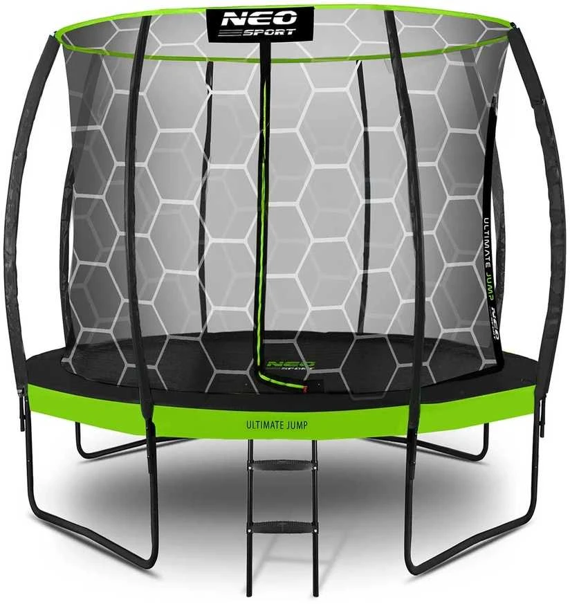 Lauko batutas 252 cm su apsauginiu tinklu, apvalus batutas, sodo batutas vaikams