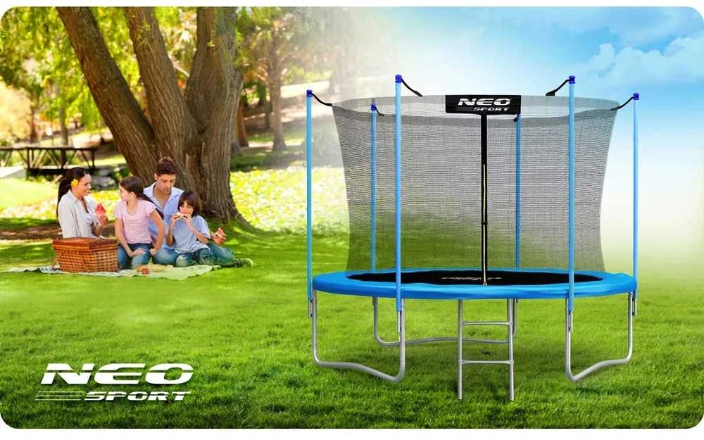 Lauko batutas 252 cm su apsauginiu tinklu ir kopėtėlėmis, apvalus batutas, batutas kieme, vaikiškas batutas