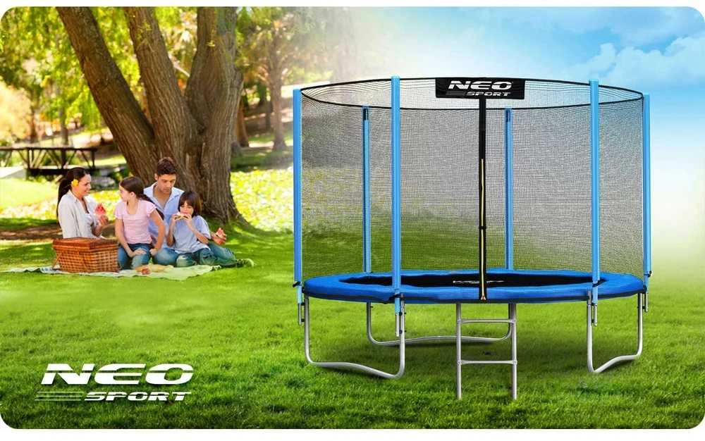 Lauko batutas 312 cm su apsauginiu tinklu ir kopėčiomis, didelis batutas, batutas kieme, apvalus batutas