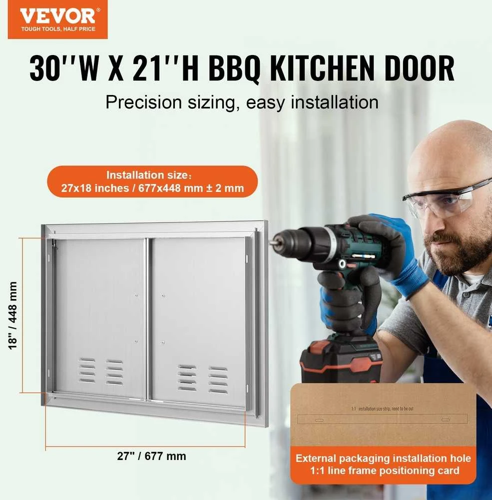 Lauko durys, nerūdijančio plieno, BBQ, lauko virtuvė