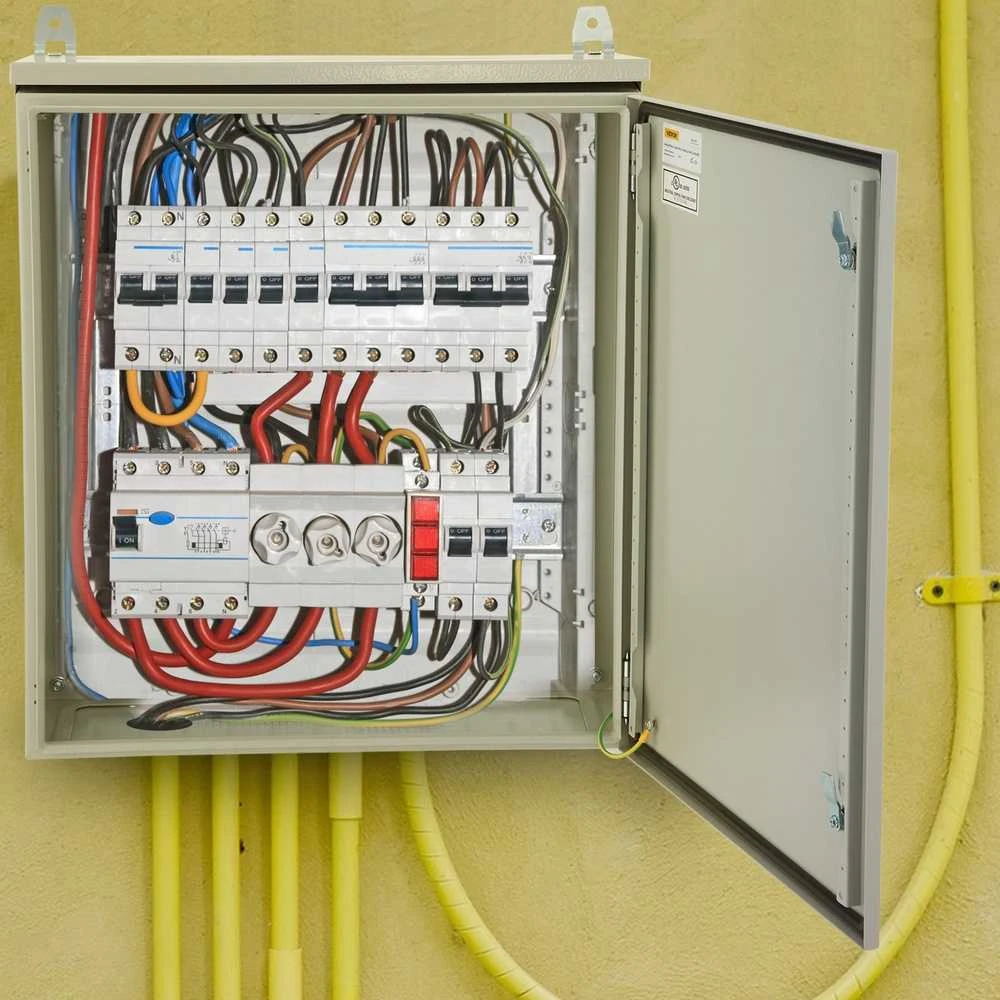 Lauko elektros dėžė, NEMA 4, hermetiška, 60x60x30 cm, metalinė, pramoninė, su vyriais, atspari vandeniui