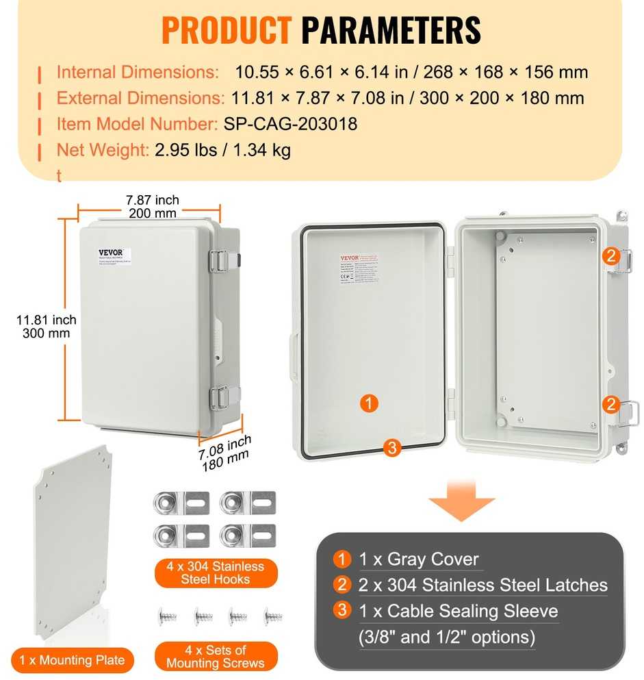 Lauko elektros jungčių dėžutė, IP67, ABS plastikas, Nerūdijančio plieno užraktas