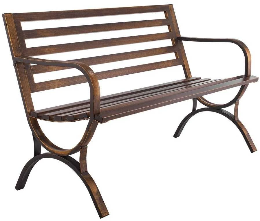 Lauko metalinis suoliukas, oro sąlygoms atsparus sodo suoliukas, 3 vietų lauko baldai, patvarus sodo suoliukas kiemui, antikvarinis bronzinis parko suoliukas, 127 cm lauko sėdynė