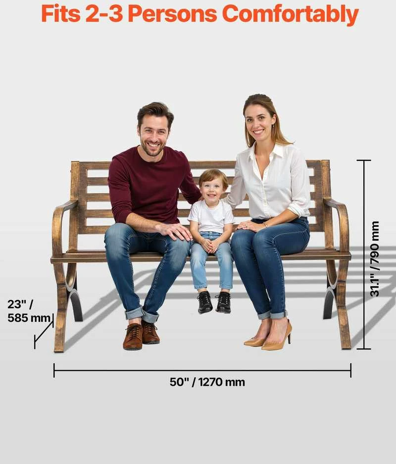Lauko metalinis suoliukas, oro sąlygoms atsparus sodo suoliukas, 3 vietų lauko baldai, patvarus sodo suoliukas kiemui, antikvarinis bronzinis parko suoliukas, 127 cm lauko sėdynė