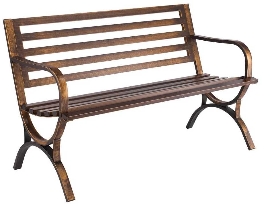 Lauko metalinis suoliukas, oro sąlygoms atsparus sodo suoliukas, 3 vietų lauko baldai, patvarus sodo suoliukas kiemui, antikvarinis bronzinis parko suoliukas, 127 cm lauko sėdynė