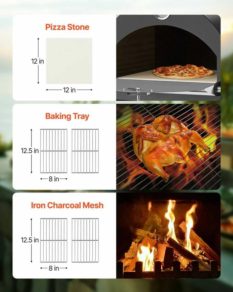 Lauko picos krosnelė, 600°C aukšta temperatūra, nešiojama malkomis kūrenama krosnelė kepsninei, greitas picos gamintojas, medienos granulių krosnelė