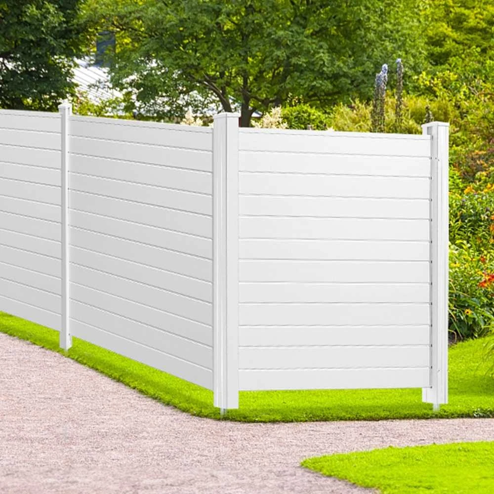 Lauko šiukšlių dėžių ir kondicionierių uždanga, 4 dalių horizontali PVC tvora 127x127cm, baseino įrangos uždanga, balta plastikinė lauko pertvara, kiemo įrangos paslėpimas