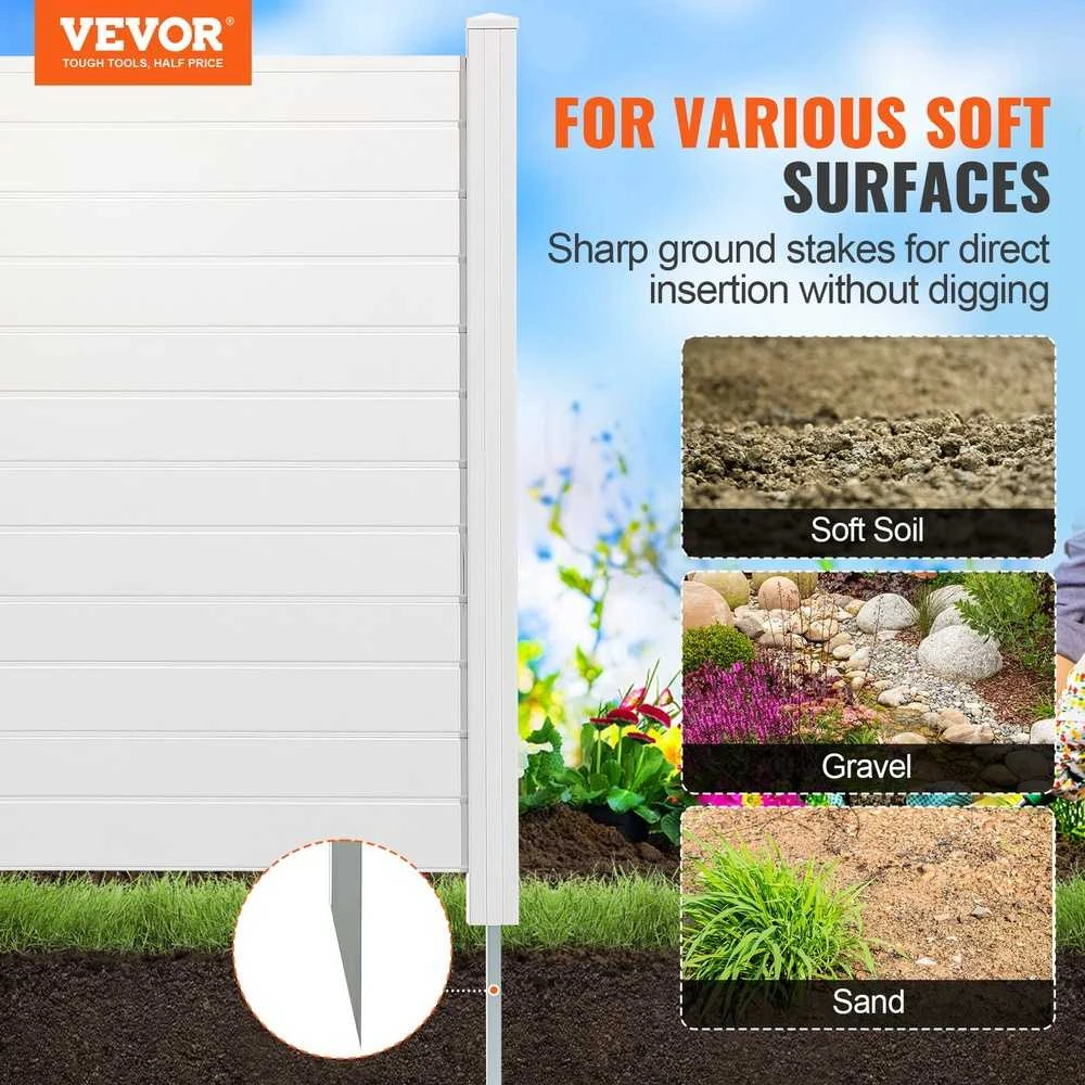 Lauko šiukšlių dėžių ir kondicionierių uždanga, 4 dalių horizontali PVC tvora 127x127cm, baseino įrangos uždanga, balta plastikinė lauko pertvara, kiemo įrangos paslėpimas