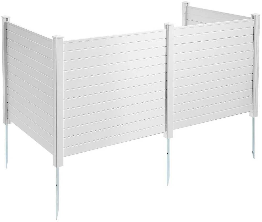 Lauko šiukšlių dėžių ir kondicionierių uždanga, 4 dalių horizontali PVC tvora 127x127cm, baseino įrangos uždanga, balta plastikinė lauko pertvara, kiemo įrangos paslėpimas