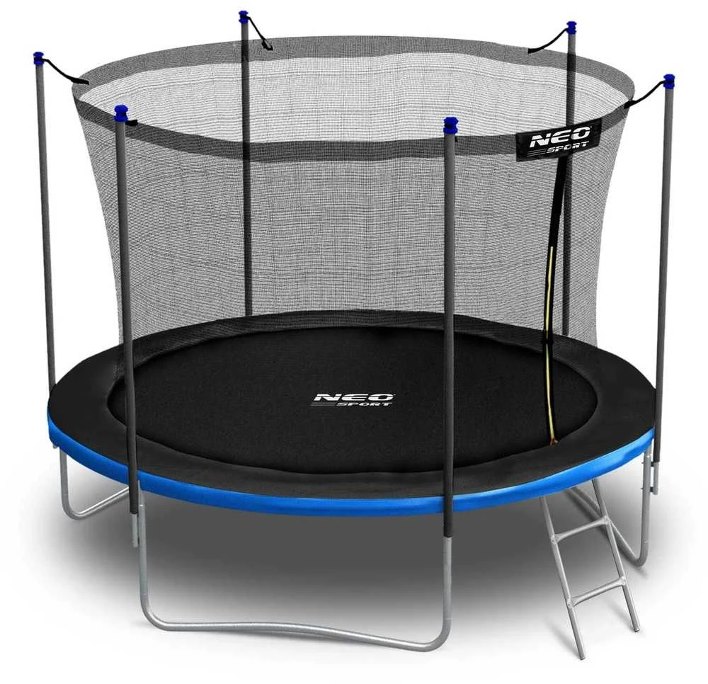 Lauko trampolinas 252 cm su vidiniu tinklu ir kopėčiomis, sodo trampolinas, apvalus trampolinas, vaikiškas trampolinas