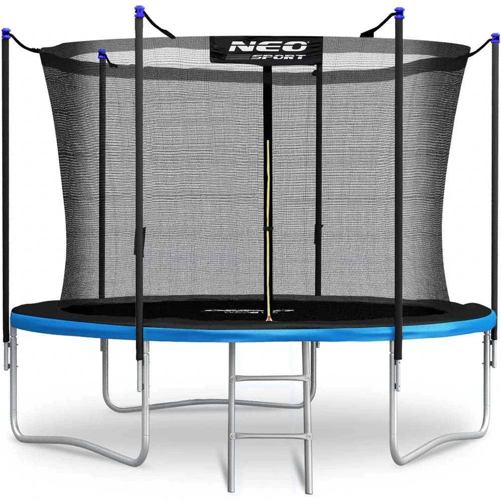 Lauko trampolinas 252 cm su vidiniu tinklu ir kopėčiomis, sodo trampolinas, apvalus trampolinas, vaikiškas trampolinas