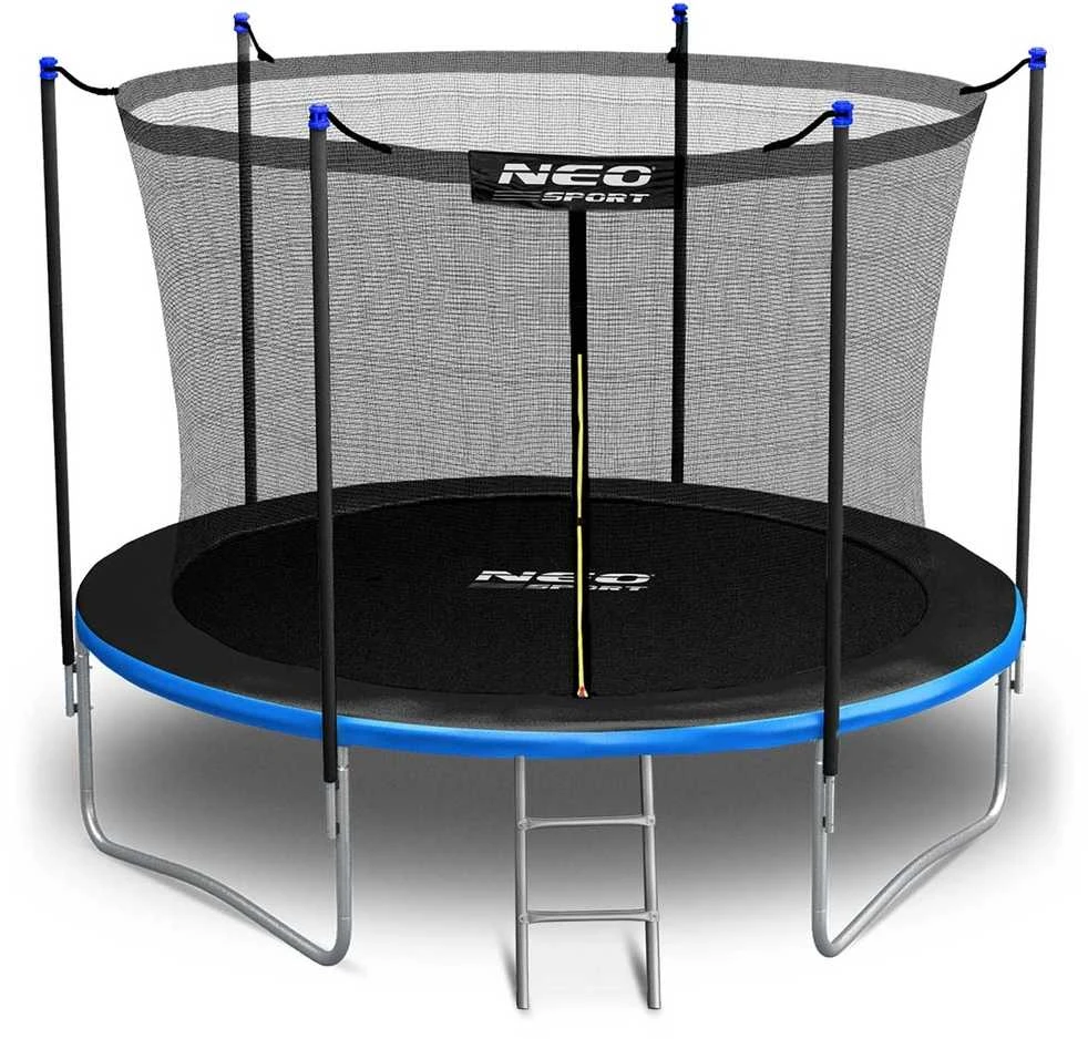 Lauko trampolinas 252 cm su vidiniu tinklu ir kopėčiomis, sodo trampolinas, apvalus trampolinas, vaikiškas trampolinas