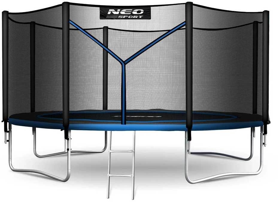 Lauko trampolinas 404 cm su apsaugos tinklu ir kopėčiomis, didelis batutas, kiemo batutas, vaikiškas batutas