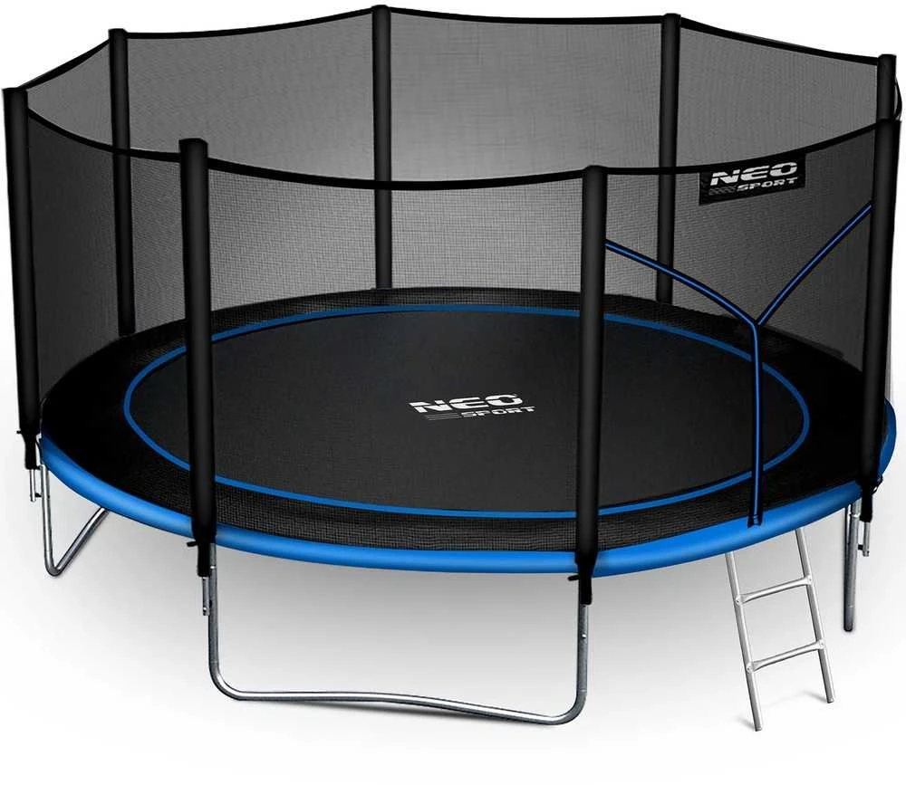 Lauko trampolinas 404 cm su apsaugos tinklu ir kopėčiomis, didelis batutas, kiemo batutas, vaikiškas batutas