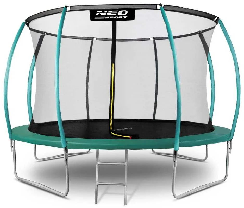 Lauko Trampolinas 435cm su Apsauginiu Tinklu, Metalinėmis Kopėčiomis, Didelis Trampolinas, Apvalus Trampolinas Vaikams, Sodo Trampolinas