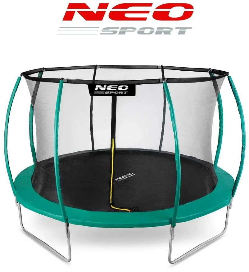 Lauko Trampolinas 435cm su Apsauginiu Tinklu, Metalinėmis Kopėčiomis, Didelis Trampolinas, Apvalus Trampolinas Vaikams, Sodo Trampolinas