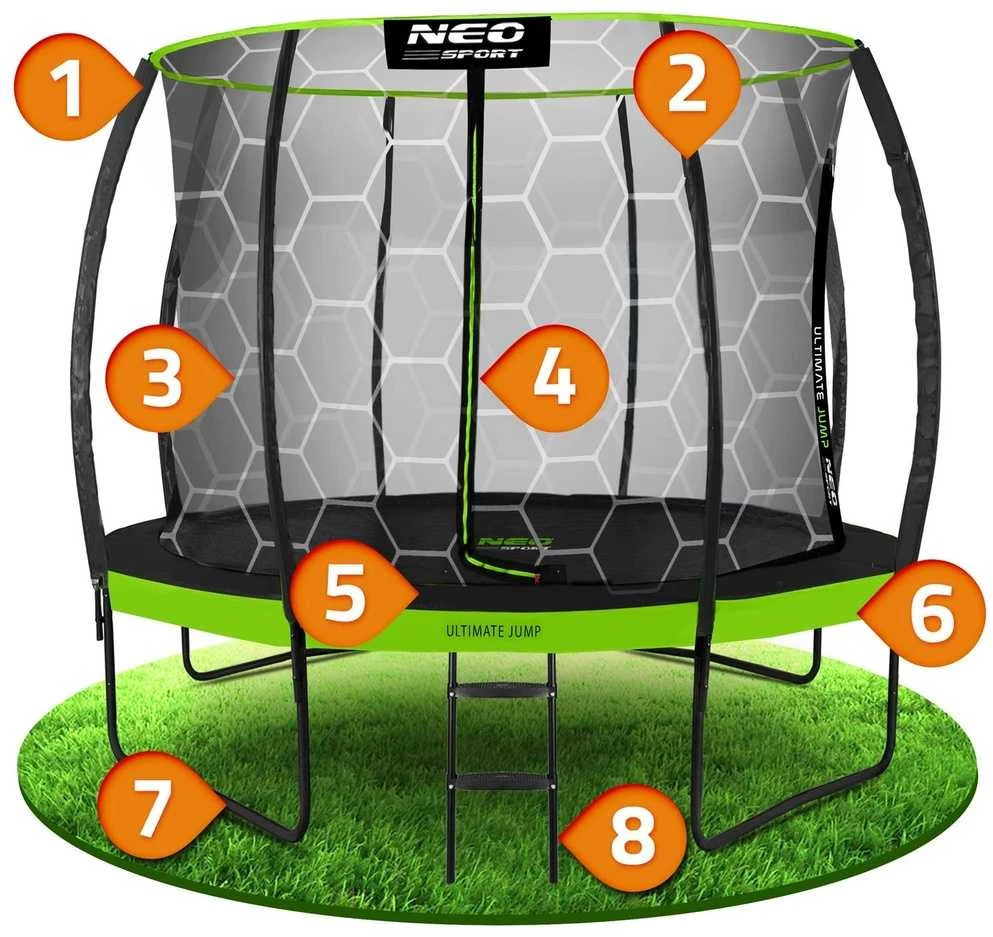Lauko trampolinas su vidiniu apsauginiu tinklu, 312 cm apvalus trampolinas, trampolinas kieme, sodo trampolinas